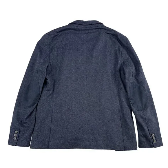 Zara Navy Two Button Lightweight Blazer / Sports Coat Sz 46R w/ elbow patches - Picture 2 of 6